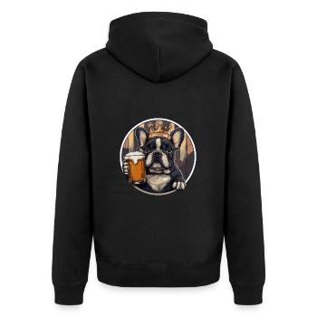 Französische Buldogge Hund Bier Comic - Unisex Premium Bio Zip Hoodie - Schwarz - Hinten - Nico (187cm)