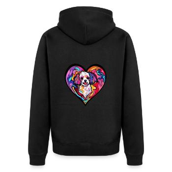 Poodle Hund Herz Liebe - Unisex Premium Bio Zip Hoodie - Schwarz - Hinten - Nico (187cm)