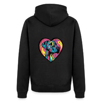 Great Dane Dog Heart Love - Unisex Premium Organic Zip Hoodie - black - Back - Nico (187cm)