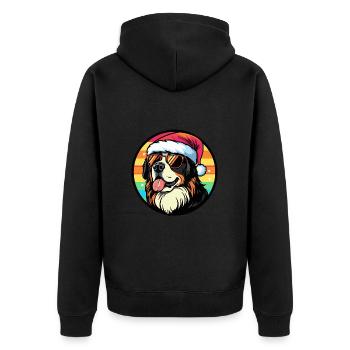 Saint Bernard Hund Weihnachten Cool - Unisex Premium Bio Zip Hoodie - Schwarz - Hinten - Nico (187cm)