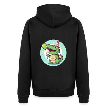 Alligator Birthday Comic - Unisex Premium Organic Zip Hoodie - black - Back - Nico (187cm)