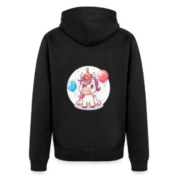 Pferd Geburtstag Comic - Unisex Premium Bio Zip Hoodie - Schwarz - Hinten - Nico (187cm)
