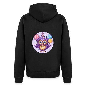 Bande dessinée d’anniversaire hibou - Veste à capuche bio Premium Unisexe - noir - Dos - Nico (187cm)