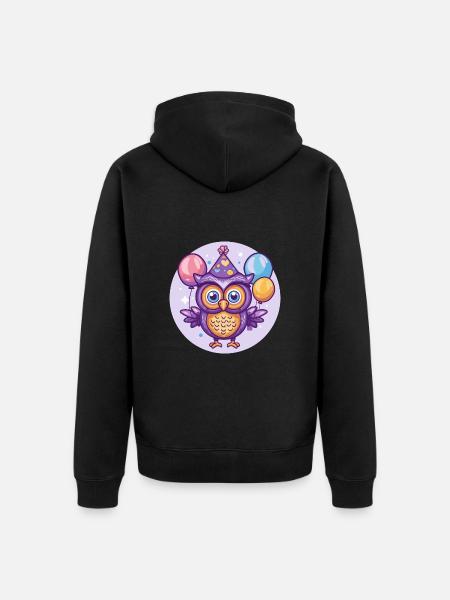 Owl Birthday Comic - Unisex Premium Organic Zip Hoodie - black