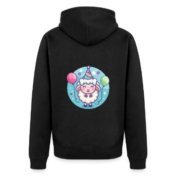 Bande dessinée d’anniversaire de mouton - Veste à capuche bio Premium Unisexe - noir - Dos - Nico (187cm)