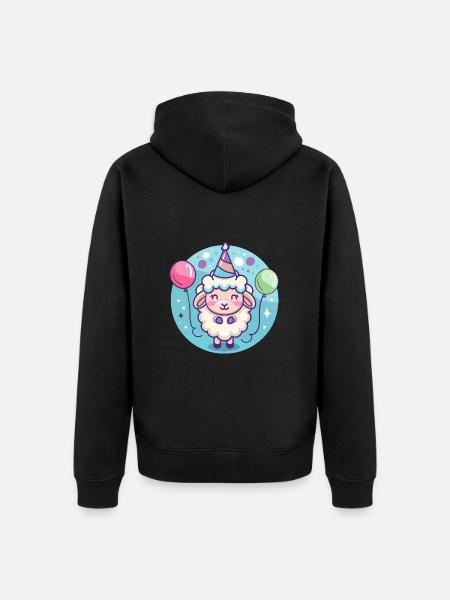 Schaf Geburtstag Comic - Unisex Premium Bio Zip Hoodie - Schwarz
