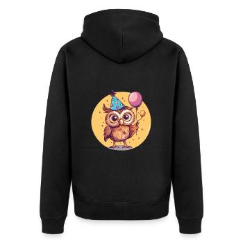 Eule Geburtstag Comic - Unisex Premium Bio Zip Hoodie - Schwarz - Hinten - Nico (187cm)