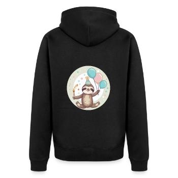 Bande dessinée d’anniversaire paresseux - Veste à capuche bio Premium Unisexe - noir - Dos - Nico (187cm)