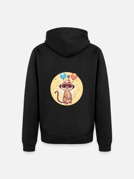 Meerkat Birthday Comic - Unisex Premium Organic Zip Hoodie - black