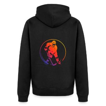 Hockey Spielerin Bunt - Unisex Premium Bio Zip Hoodie - Schwarz - Hinten - Nico (187cm)