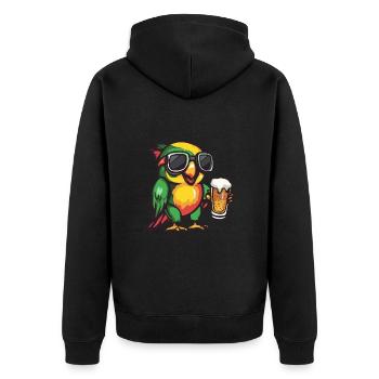 Papagai Ski Bier - Unisex Premium Bio Zip Hoodie - Schwarz - Hinten - Nico (187cm)