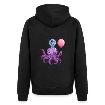 Octopus Birthday Baby - Unisex Premium Organic Zip Hoodie - black - Back - Nico (187cm)