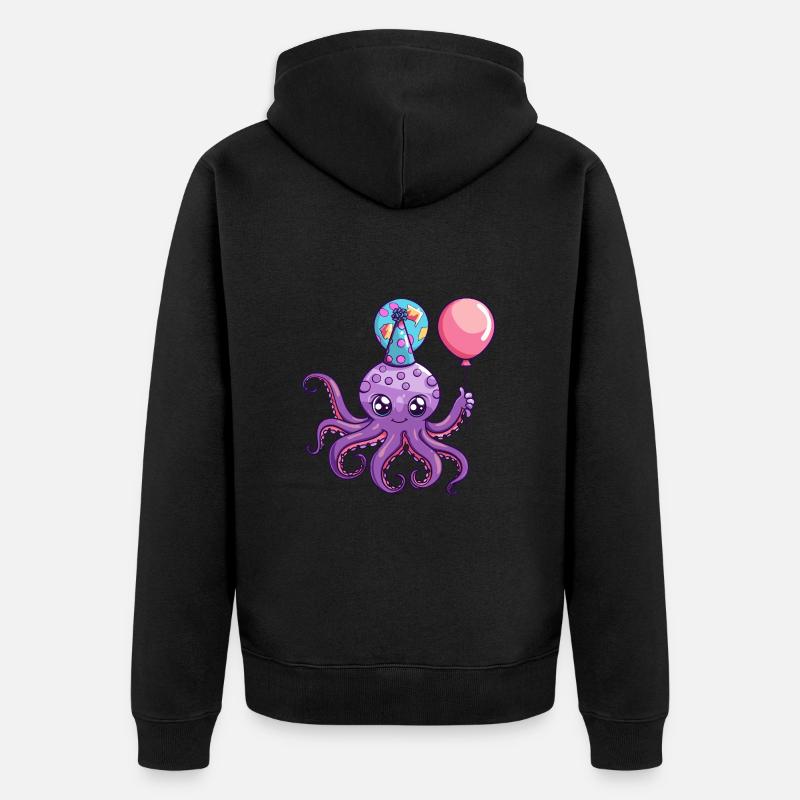 Poulpe Anniversaire Bébé - Veste à capuche bio Premium Unisexe - noir