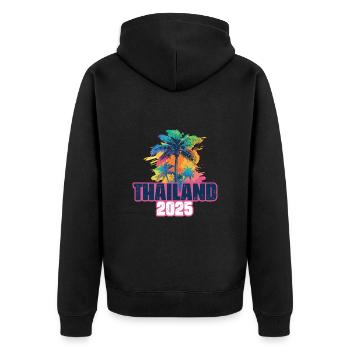 Thailand 2025 Urlaub Palmen - Unisex Premium Bio Zip Hoodie - Schwarz - Hinten - Nico (187cm)