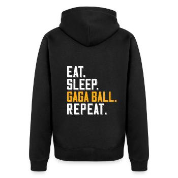 Manger. Dormir. Bal de Gaga. Répéter. Ballon chasseur Gagaball - Veste à capuche bio Premium Unisexe - noir - Dos - Nico (187cm)