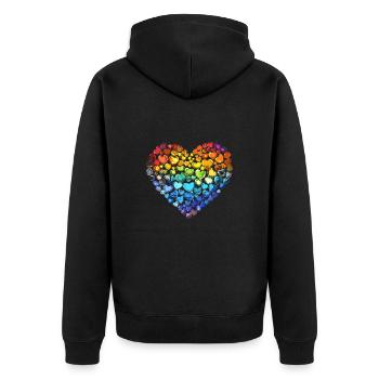 Rainbow Heart - Unisex Premium Organic Zip Hoodie - black - Back - Nico (187cm)