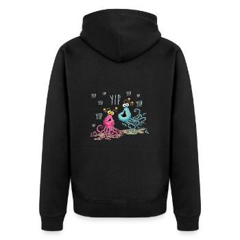 Sesamstraße Yip Yip Alien - Unisex Premium Bio Zip Hoodie - Schwarz - Hinten - Nico (187cm)