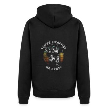 Verrückte Giraffe, You’re giraffing me crazy - Unisex Premium Bio Zip Hoodie - Schwarz - Hinten - Nico (187cm)