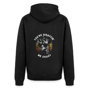 Verrückte Giraffe, You’re giraffing me crazy - Unisex Premium Bio Zip Hoodie - Schwarz - Hinten - Nico (187cm)