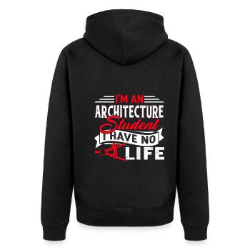 Architecture I am An Architecture - Unisex Premium Organic Zip Hoodie - black - Back - Nico (187cm)