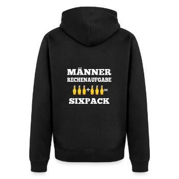Bier Rechenaufgabe Männer Sixpack Bier Spruch - Unisex Premium Bio Zip Hoodie - Schwarz - Hinten - Nico (187cm)