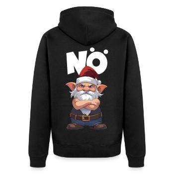 Trotziger Weihnachtsgnom nö Logo Spruch - Unisex Premium Bio Zip Hoodie - Schwarz - Hinten - Nico (187cm)