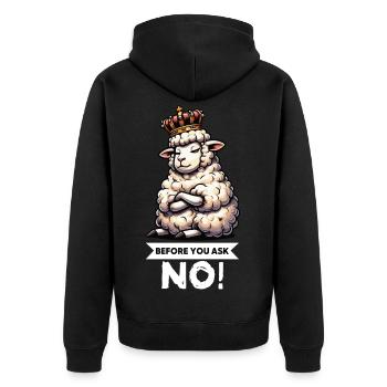 Before You Ask Sheep Sheep Shepherd Sheep Holder - Unisex Premium Organic Zip Hoodie - black - Back - Nico (187cm)
