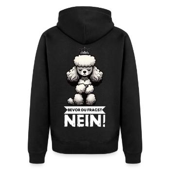 Avant de demander un Caniche Propriétaire de Caniche Chien - Veste à capuche bio Premium Unisexe - noir - Dos - Nico (187cm)