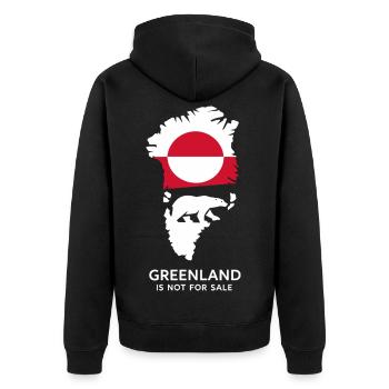 Greenland Polar Bear Flag Arctic Nature Gift - Unisex Premium Organic Zip Hoodie - black - Back - Nico (187cm)