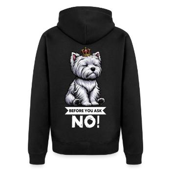 Avant de demander Westie, terrier des Highlands de l’Ouest - Veste à capuche bio Premium Unisexe - noir - Dos - Nico (187cm)