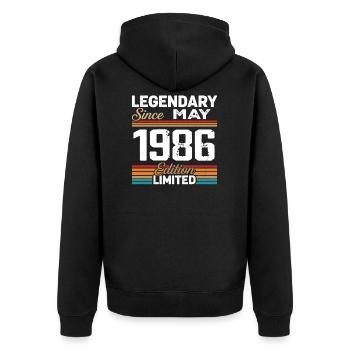 1986 Vintage 1986 Retro 1986 Geburtstag Mai 1986 - Unisex Premium Bio Zip Hoodie - Schwarz - Hinten - Nico (187cm)