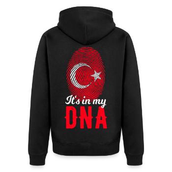 Turkish DNA Turk Turkish Woman Fingerprint - Unisex Premium Organic Zip Hoodie - black - Back - Nico (187cm)