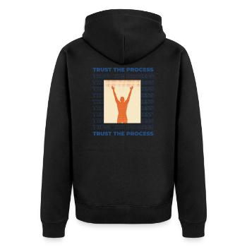 Trust the Process Silhouette Victory - Unisex Premium Bio Zip Hoodie - Schwarz - Hinten - Nico (187cm)