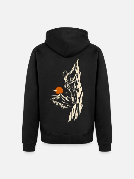 Klippenklettern – Klettern und Bergsteigen - Unisex Premium Bio Zip Hoodie - Schwarz