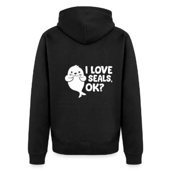 Seal - I love seals, ok? - Unisex Premium Organic Zip Hoodie - black - Back - Nico (187cm)