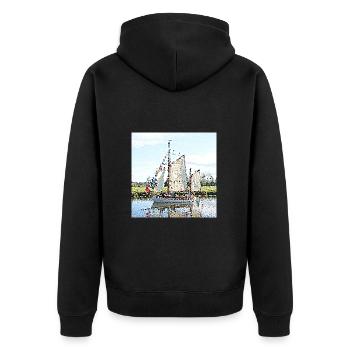 Das Segelboot - Unisex Premium Bio Zip Hoodie - Schwarz - Hinten - Nico (187cm)