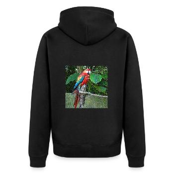 Ein sehr neugieriger Papagei - Unisex Premium Bio Zip Hoodie - Schwarz - Hinten - Nico (187cm)