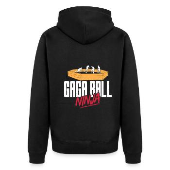 Gaga Ball Dodgeball Gagaball Spieler Gaga Ball - Unisex Premium Bio Zip Hoodie - Schwarz - Hinten - Nico (187cm)