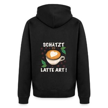 Kaffee Schätzt die Latte art - Unisex Premium Bio Zip Hoodie - Schwarz - Hinten - Nico (187cm)