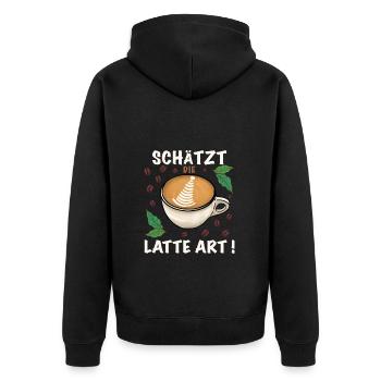 Kaffee Schätzt die Latte art - Unisex Premium Bio Zip Hoodie - Schwarz - Hinten - Nico (187cm)