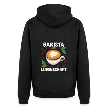 Barista Kaffee Beruf - Unisex Premium Bio Zip Hoodie - Schwarz - Hinten - Nico (187cm)