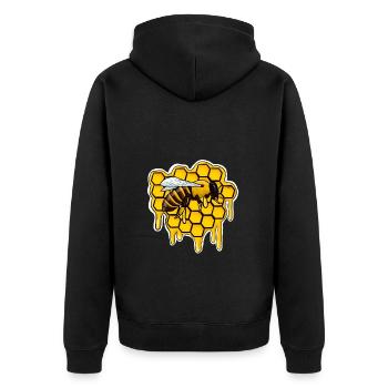 Honigwabe Honigbiene Imker arbeit - Unisex Premium Bio Zip Hoodie - Schwarz - Hinten - Nico (187cm)
