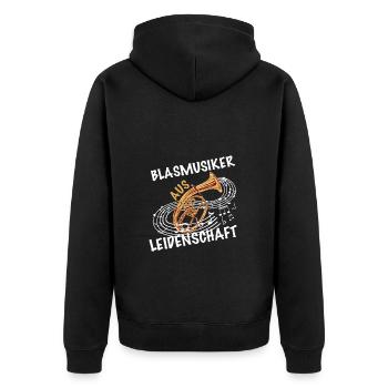Blasmusiker aus Leidenschaft Tenor - Unisex Premium Bio Zip Hoodie - Schwarz - Hinten - Nico (187cm)