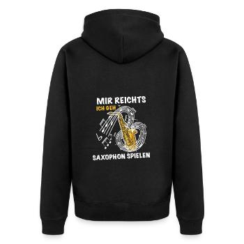 Mir reichts ich geh Saxophon - Unisex Premium Bio Zip Hoodie - Schwarz - Hinten - Nico (187cm)