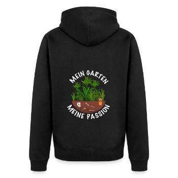 Hobbygärtnerin Garten - Unisex Premium Bio Zip Hoodie - Schwarz - Hinten - Nico (187cm)