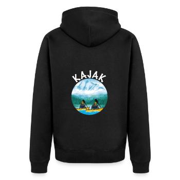 Kajak - Unisex Premium Bio Zip Hoodie - Schwarz - Hinten - Nico (187cm)