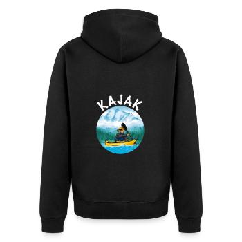 Kajak fahren - Unisex Premium Bio Zip Hoodie - Schwarz - Hinten - Nico (187cm)
