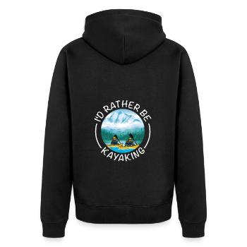 Kajak fahren als Wildwasser Kajak oder See Kajak - Unisex Premium Bio Zip Hoodie - Schwarz - Hinten - Nico (187cm)