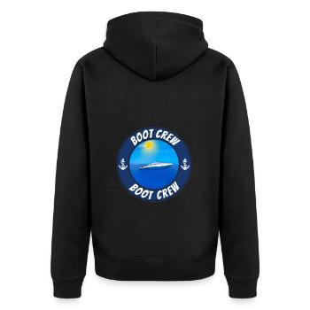 Gruppen Motorboot Outfit Boot crew - Unisex Premium Bio Zip Hoodie - Schwarz - Hinten - Nico (187cm)