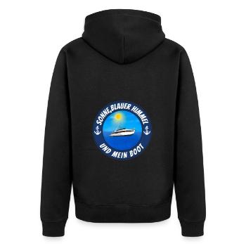 Sonne blauer Himmel und mein Boot - Unisex Premium Bio Zip Hoodie - Schwarz - Hinten - Nico (187cm)